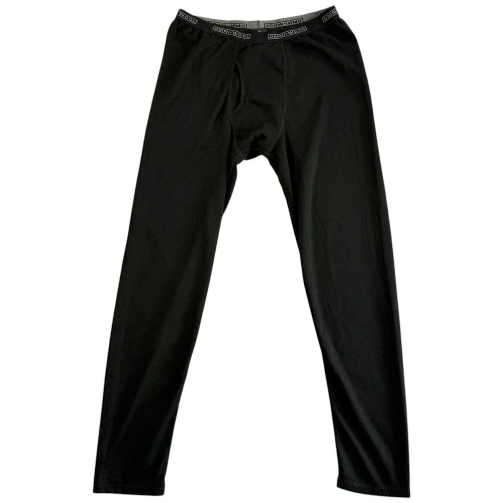 Omni Wool Mens Merino Wool Blend Thermal Base Layer Sz XL Black Long Underwear